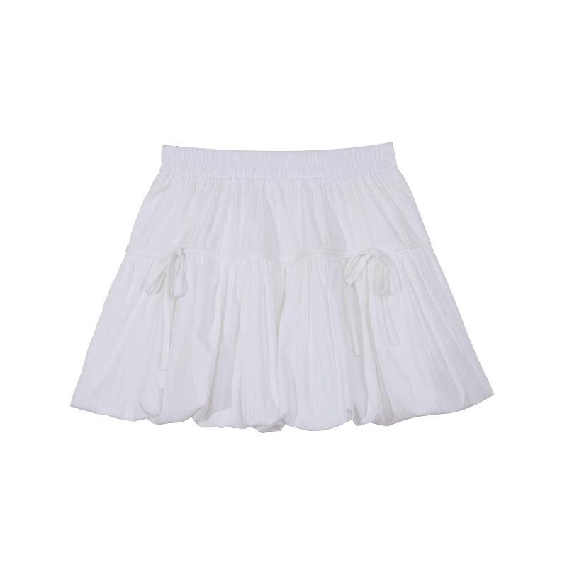 

Plus Size Flower Bud Puffy Skirt for Women - Summer Cloud Lantern Style Short Skirt XL белый