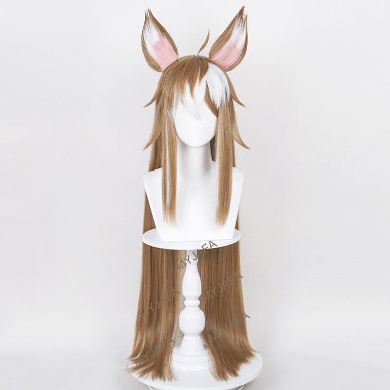 Miss Hina Cosplay Wig Impact Cosplay Gorou Cosplay Long Heat Resistant Synthetic Hair Ms Hina Wigs + Wig Cap