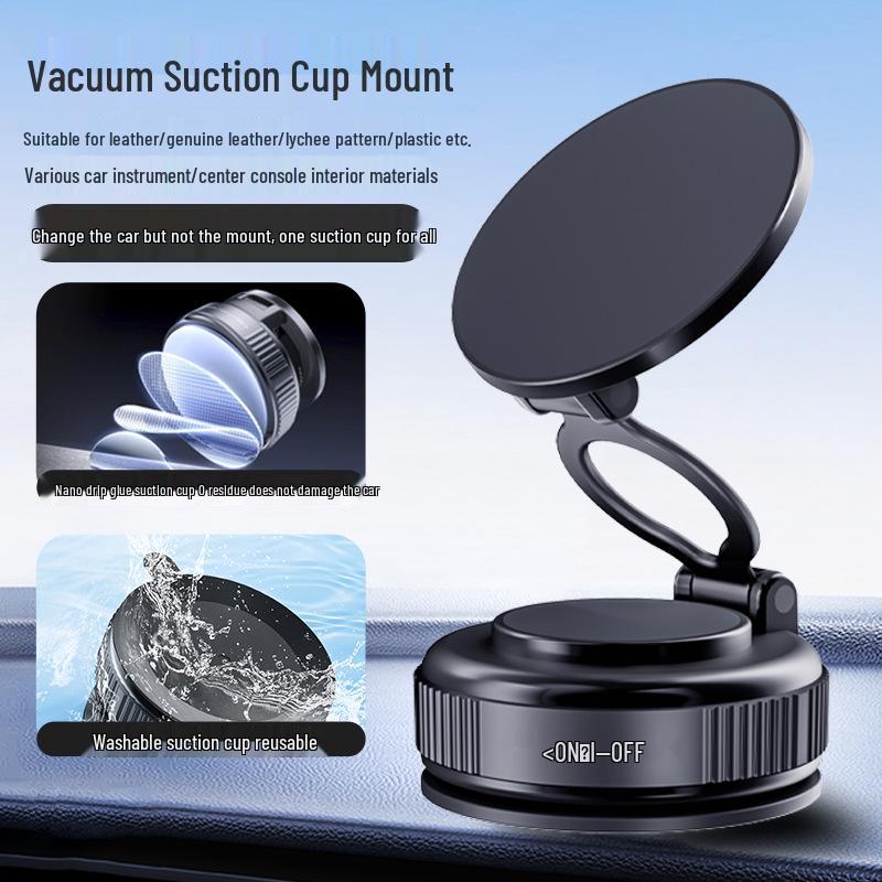 

Universal Rotating Magnetic Car Phone Holder with Strong Vacuum Suction for In-Car Navigation
