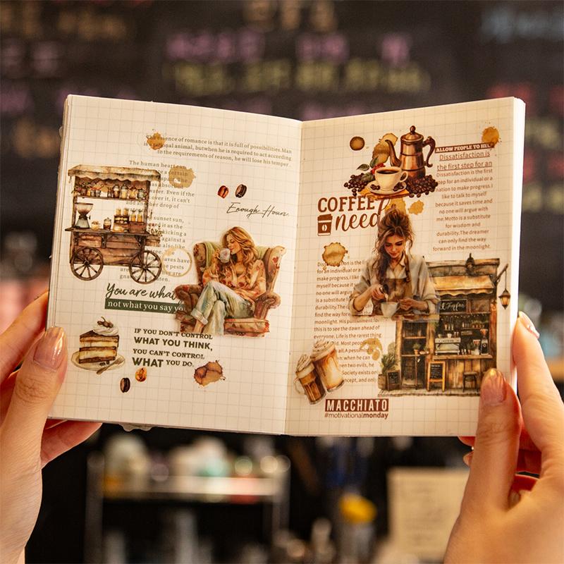 Yoofun 20pcs/lot Coffee Weekly Collage Sticker Vintage Character Landscaping Material Book Creative DIY Journal Stationery