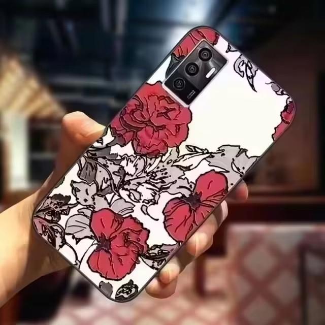 For Oneplus 8 Pro / 9 Pro / 10 Pro Case 3D Flower Relief Silicone Emboss Covers for Oneplus 10 Pro Case Protective Soft Cartoon