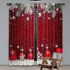 2D flat printing 2pcs Christmas curtains Christmas Red Ball Digital Printed Polyester Drapes Birthday Party Perfect for Parties