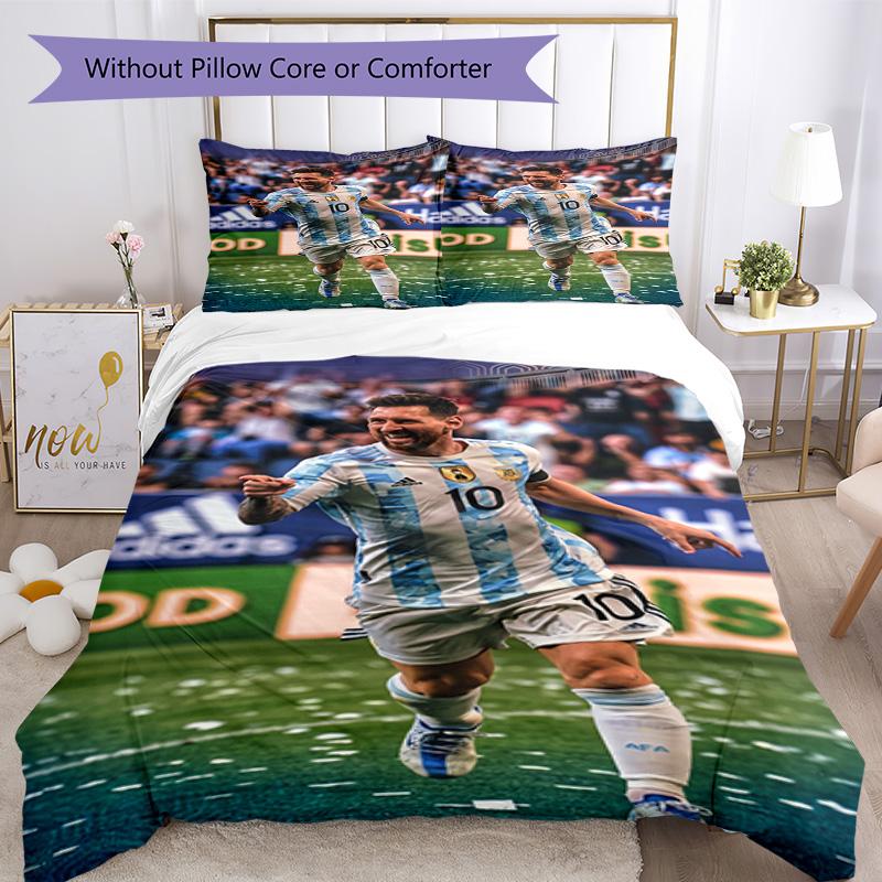 Messi Bedding Set Breathable Duvet Cover with Pillowcases Decorative Bed Linen for Bedroom Home Decoration Birthday Gift