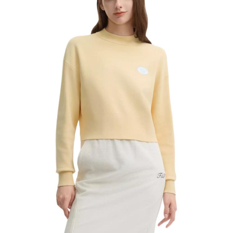 Fila Original Solid Color Fashion Casual Comfortable Short Pullover Knit Sweater Women Sweater Orange Beige F51W449401F-BG