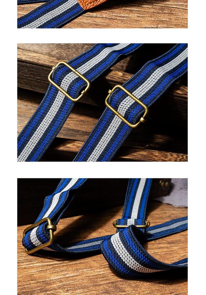 Elastische Y-förmige gestreifte Hosenträger: Rutschfestes Design mit vier Klemmen für Herren & Damen
