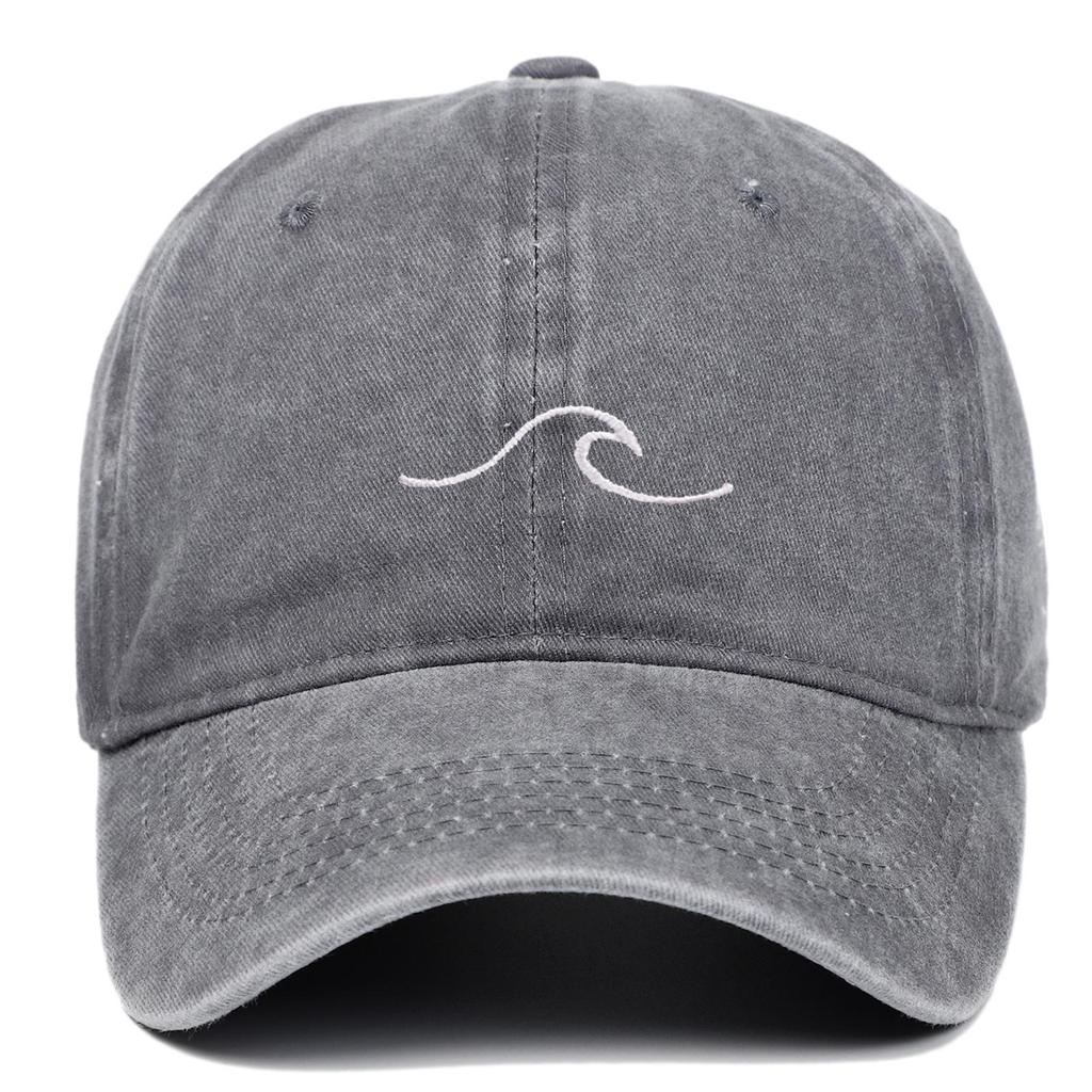 New Fashion Wavy Sea Wave Embroidered Cotton Baseball Cap - Washed Outdoor Casual Sun Hat