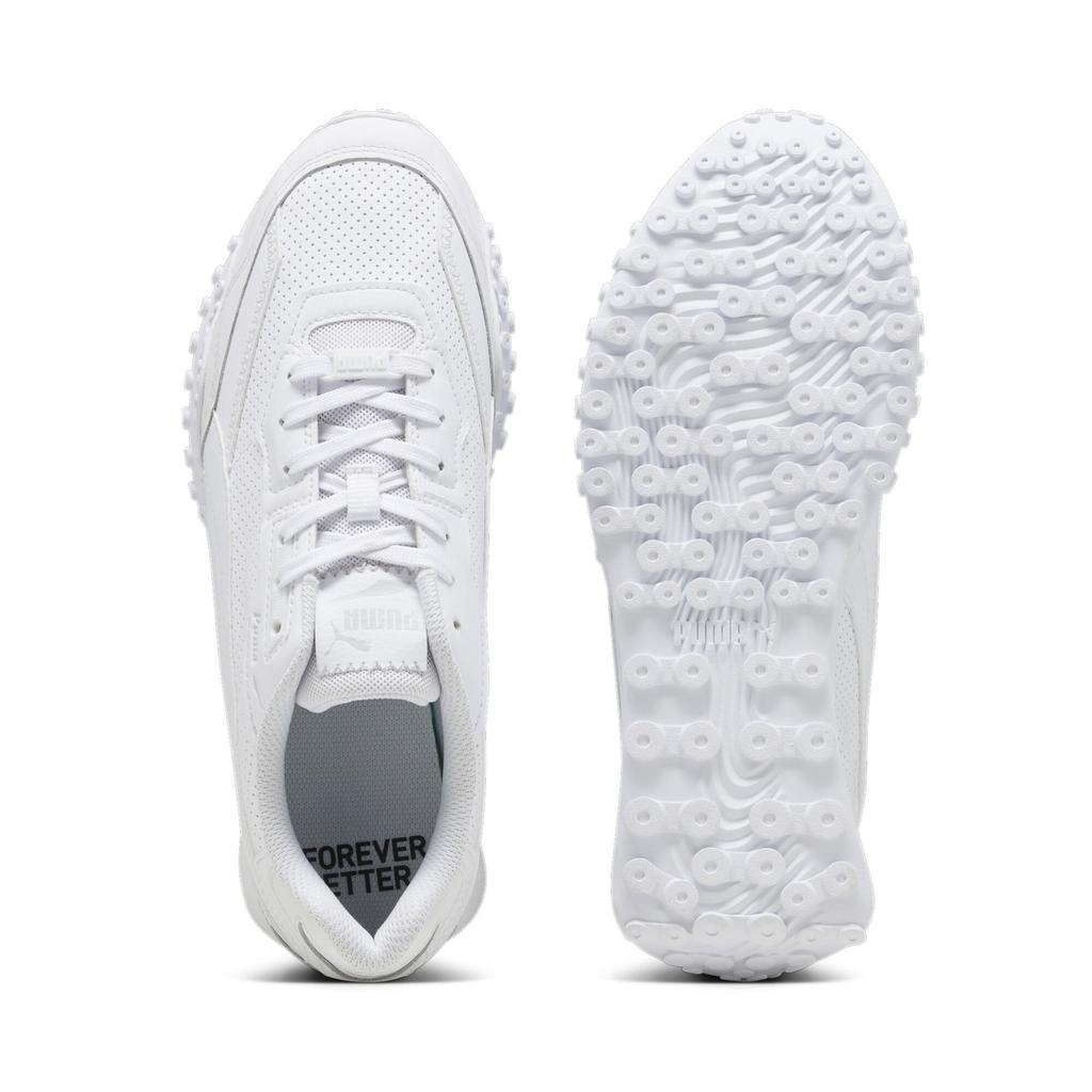 PUMA Black Top Rider Leather Gray Size cm Men's Sneakers, 393823, White/Glacial (01), 22.0
