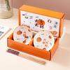 Year of the Horse Ceramic Rice Bowl Set: Includes Bowl, Plate, and Chopsticks - Perfect for Home and Business Gifts
