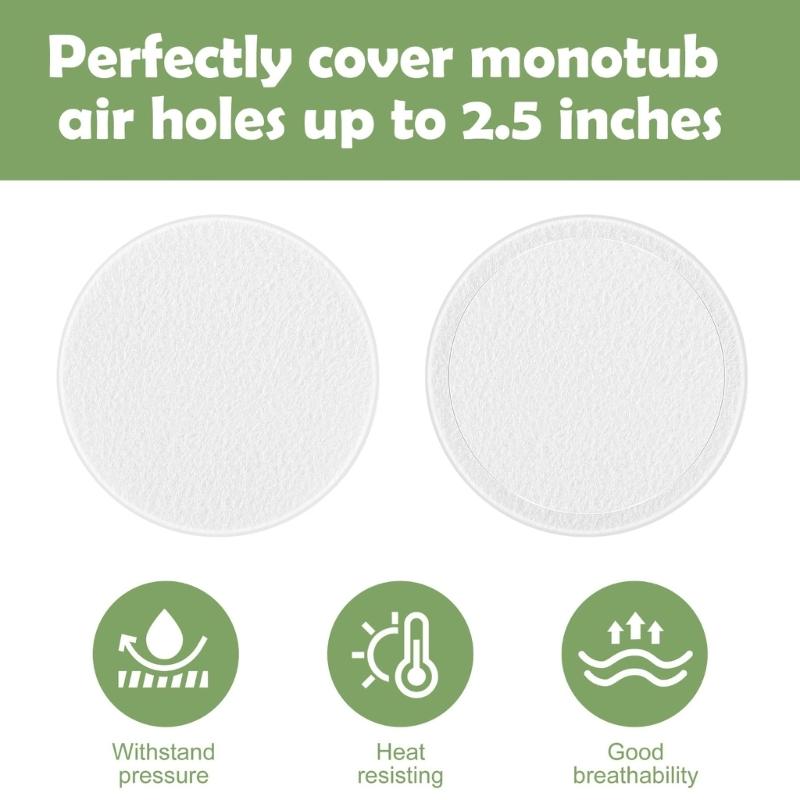 Reusable 24PCS Mushroom Growing Filter Pads 2mm Thick Cotton Materials Monotub Substrate Mycelium Airflow Optimization