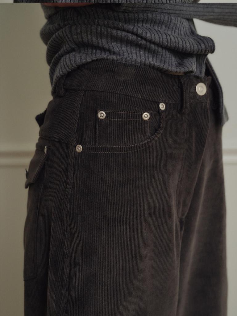 MARROT Curved Corduroy Pants_Charcoal