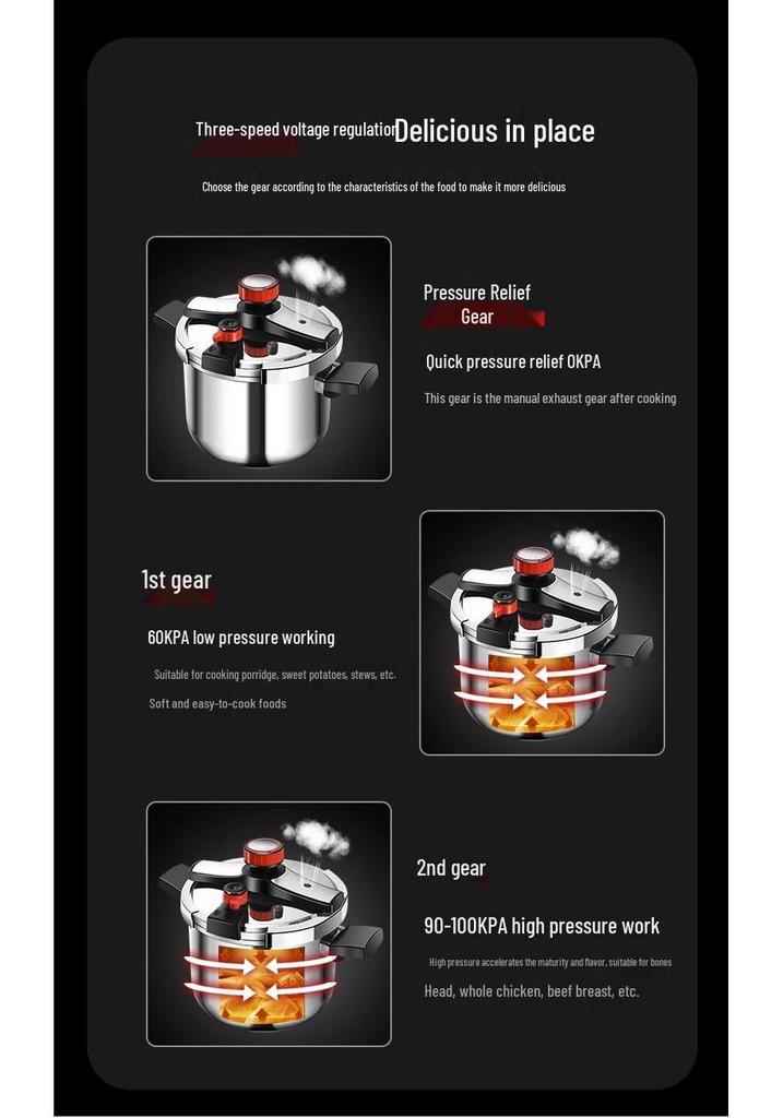 Denifei 304 Stainless Steel High-Pressure Cooker, Gas & Induction-Compatible, Thickened & Explosion-Proof.