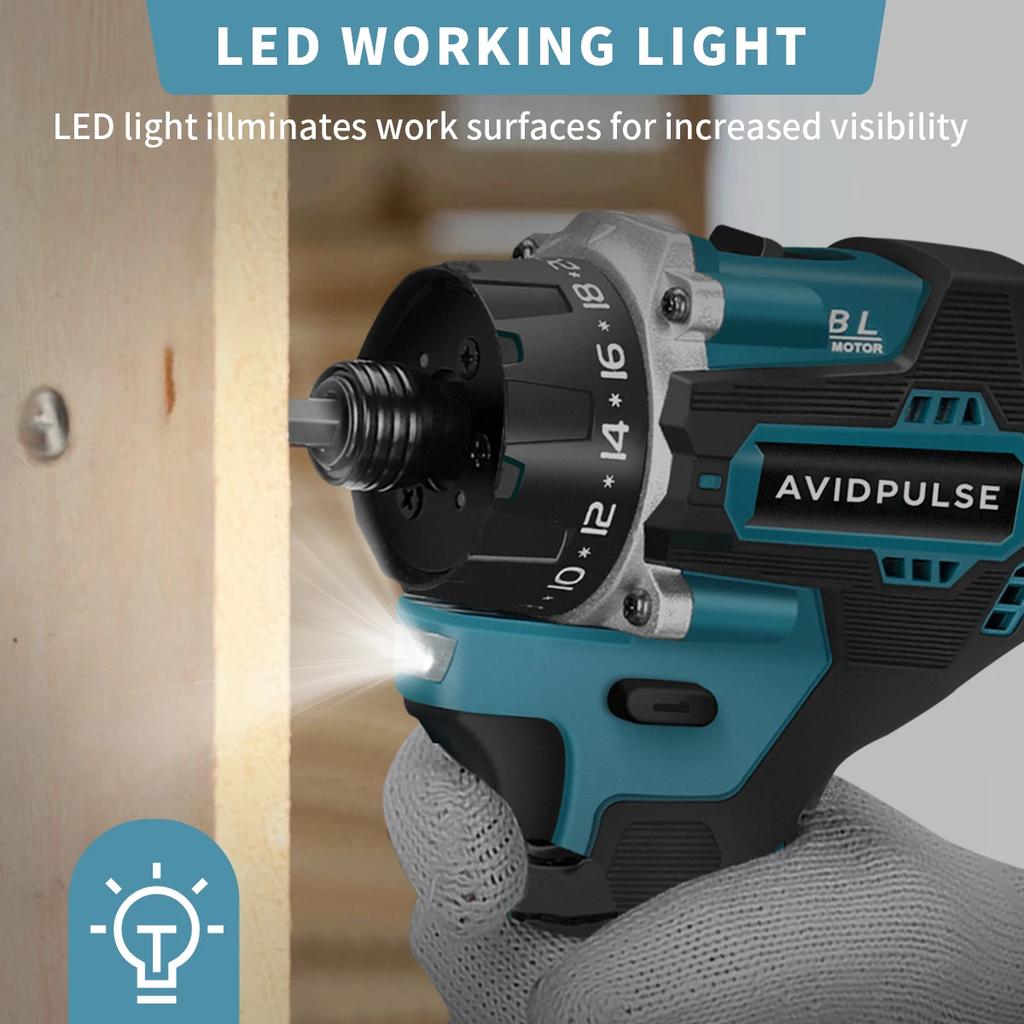 AvidPulse 20+1 Drehmoment 1/4 Zoll Bürstenloser Elektrischer Schraubendreher Akku 280N.m Elektrische Bohrmaschine Elektrowerkzeug Für Makita 18V Akku