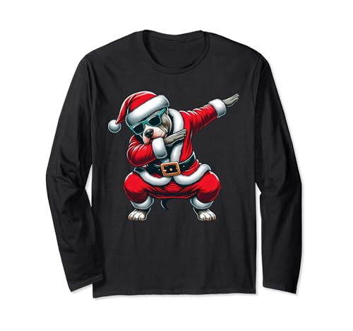 Dabbing Pit Bull Dog Merry Christmas Party Boys Girls Kids Long Sleeve T-Shirt