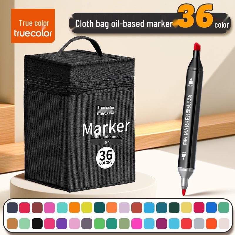 True Color Double-Ended Oil-Based Markers: Quick-Drying Anime Art Set with Hard Tips for Students