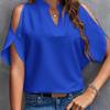 Women's summer new solid color V-neck temperament fashion off-the-shoulder sleeves women's top