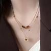Exaggerated Big Sun Pendant Necklace for Women Trendy Double Layer Snake Bone Chain Necklace Summer Jewelry Accessories