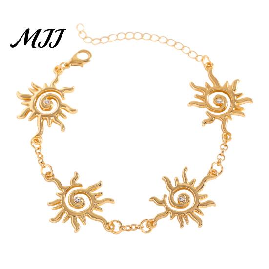 Retro Bohemian Earrings Bracelet Double Sun Spiral Pendant Ethnic Style Micro-Paved Cubic Zirconia Inlaid Shape Drop Jewelry Gift