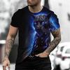 Men's T-shirt with 3D Animal Graphics T-shirts Everyday T-shirts with Round Neckline  Short 6XL