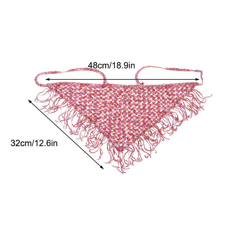 В'язана гачком трикутна хустка з вирізами, богемний тюрбан, шарф для волосся, багатофункціональне використання, етнічний стиль, поясна прикраса