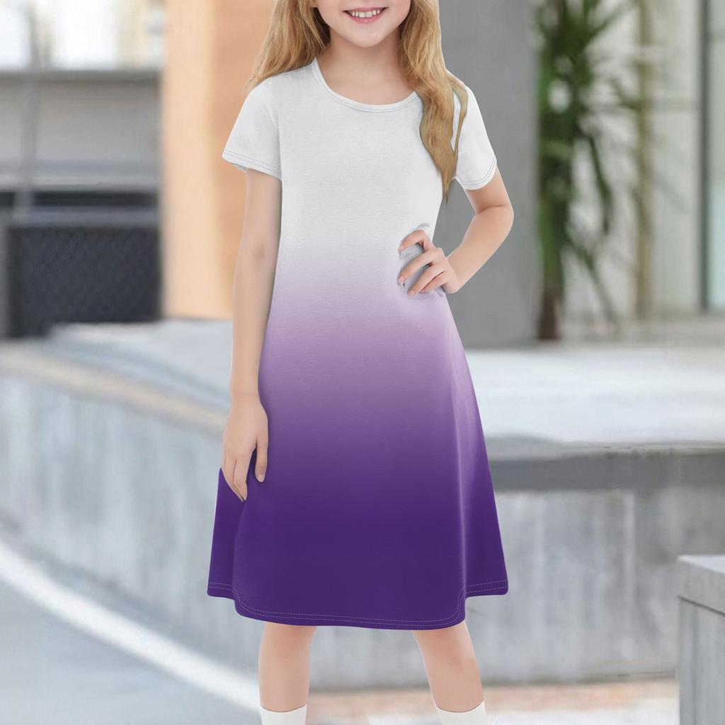 Children's Summer Short-sleeved Casual Fashion Round Neck Dress