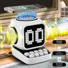 Wireless Charger Stand Retro Pixel Art Bluetooth Portable Speaker Alarm Clock LED Display Board Cute Gift Home Light Decoration