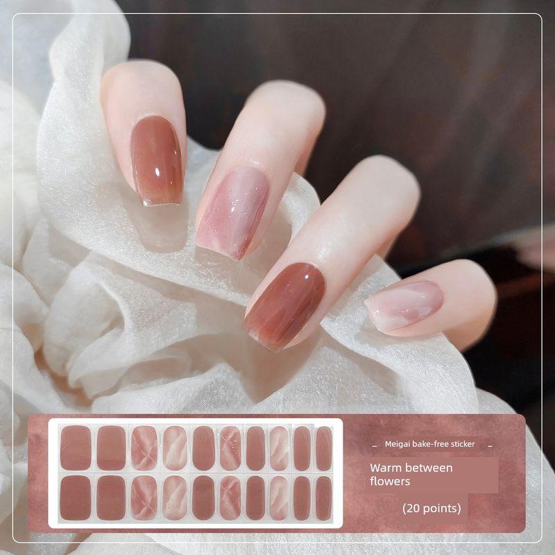 

Beauty Cover Baking-Free Nail Stickers No Need Heating Lamp Gel Nail Sticker White Fashion Waterproof Minimalist Delicate Fancy PPW1171