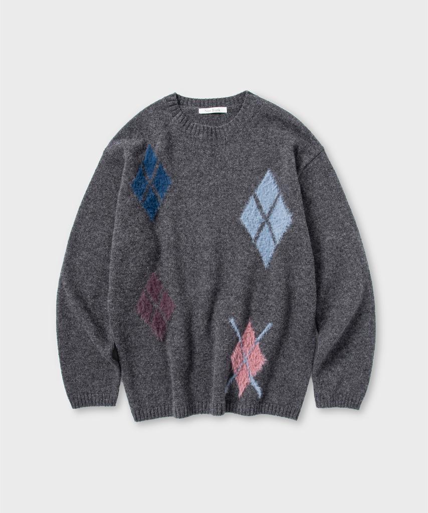 NONBLANK Argyle Pattern Knit_Tailor Grey