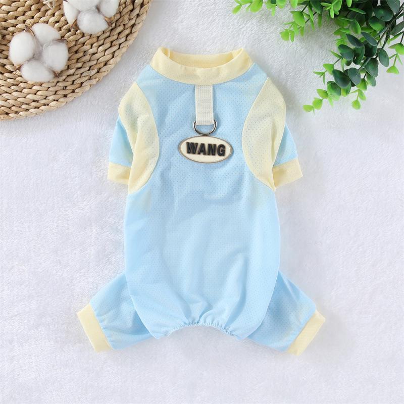 

Домашний костюм из ледяного шелка с охлаждающей сеткой: Солнцезащитный комбинезон на четырех лапах для собак и кошек M светло-синий