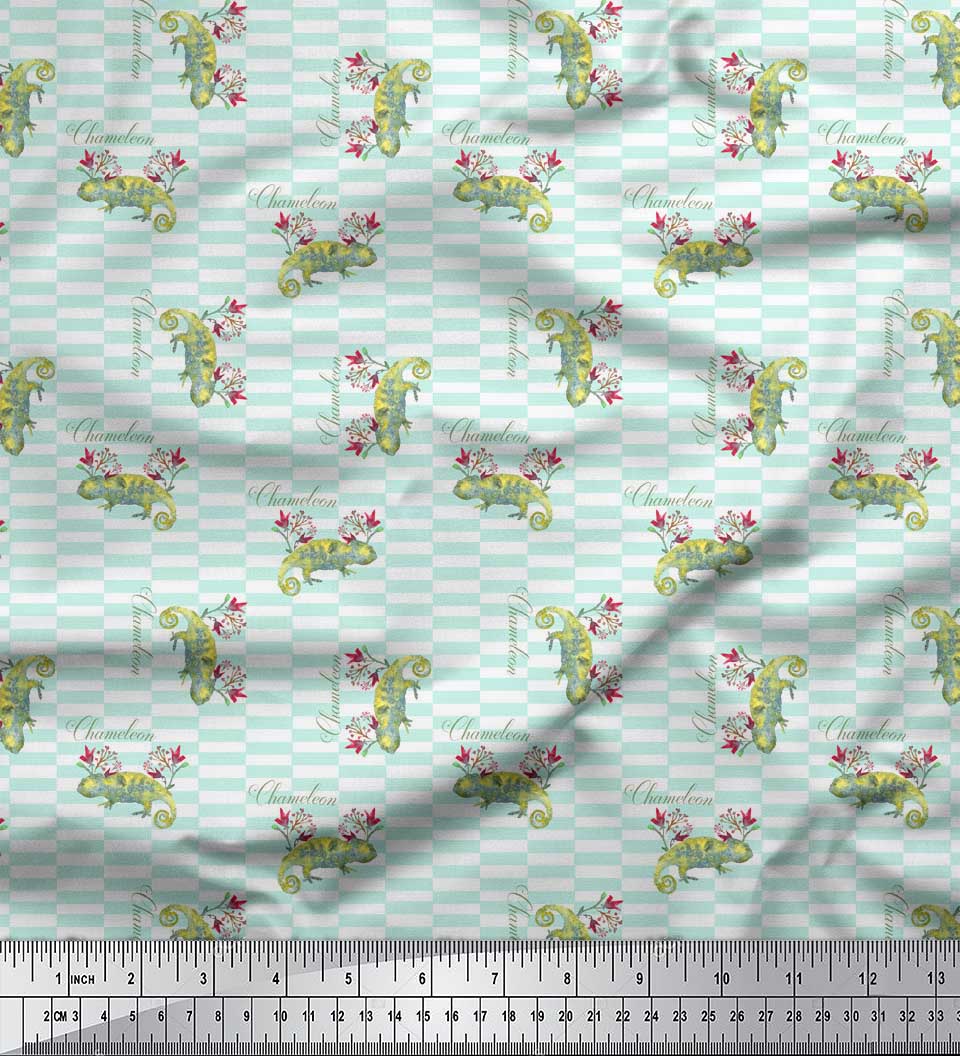 

Японська креп-атласна тканина Soimoi Blue з квітковим принтом і принтом рептилій, метр 42 дюйма 42 Inch Wide - Poly Crepe зелений