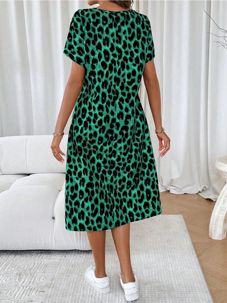 Women's Fashionable Dress Outdoor Home Nightgowns Leopard Design Pattern 3D Print High Quality Loose Street Knee Skirts