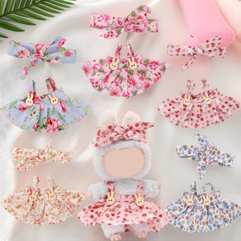 Fashionable Doll Clothes for 17cm Figure Dolls with Bowknot Hairband and Skirt Suitable for Adult Kids Doll Display