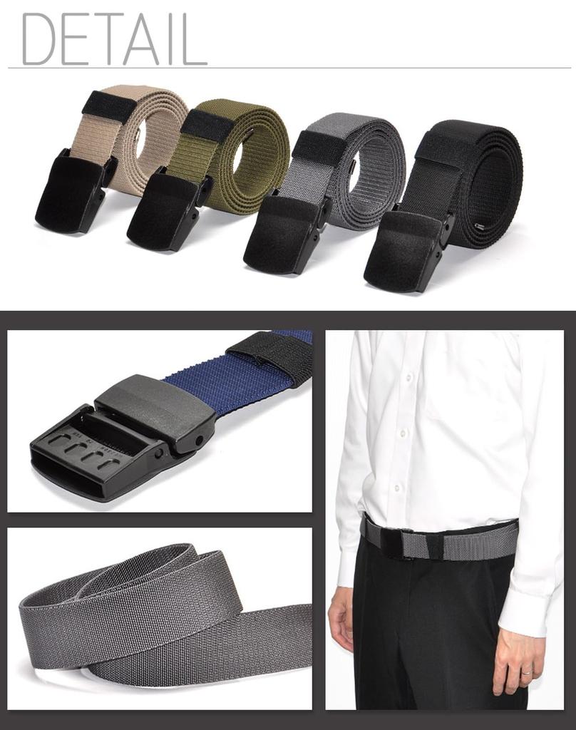 GoodsLand Elastic Belt with Stretch Nylon Work Large Men's Buckle, 35mm, 110cm, Buckle, Belt, Size, Fabric, GD-NOBIBEL-BK (8 Colors)