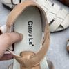 Johnature Genuine Leather Roman Sandals Retro Casual Solid Color Cowhide Soft Sole Flat Women's Shoes