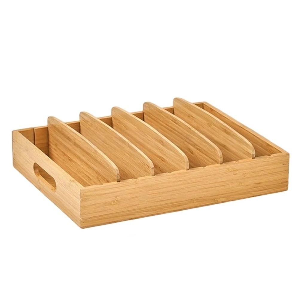 Adjustable Dividers Bamboo Storage Box Multifunction Kitchen Utensil Holder  Household