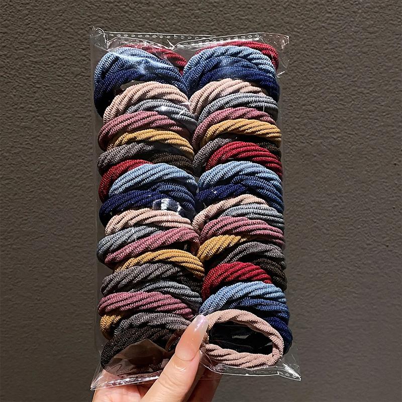 100 Pcs Girl Mixed Simple Hair Ties Hair Accessories Korean Version High Elasticity Durable Black Headband Headband Headband