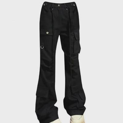 2023 Women's Retro American-Style Flared Pocket Pants for Spring & Autumn