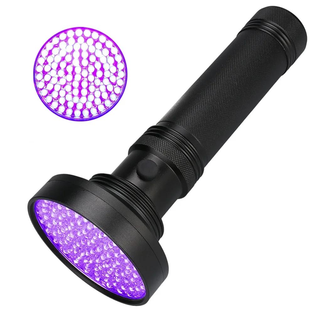 

100 светодиодный ультрафиолетовый ультрафиолетовый фонарик 395 нм черный фонарь на батарейках AA обнаружение пятен домашних животных портативный светодиодный светильник