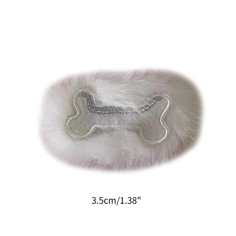 Unique Bone Hairpin Y2K Cute Hair Clip Plush Dog Bone Shape Hair Barrettes Fun Hair Clips Brooch Halloween Jewelry Gift