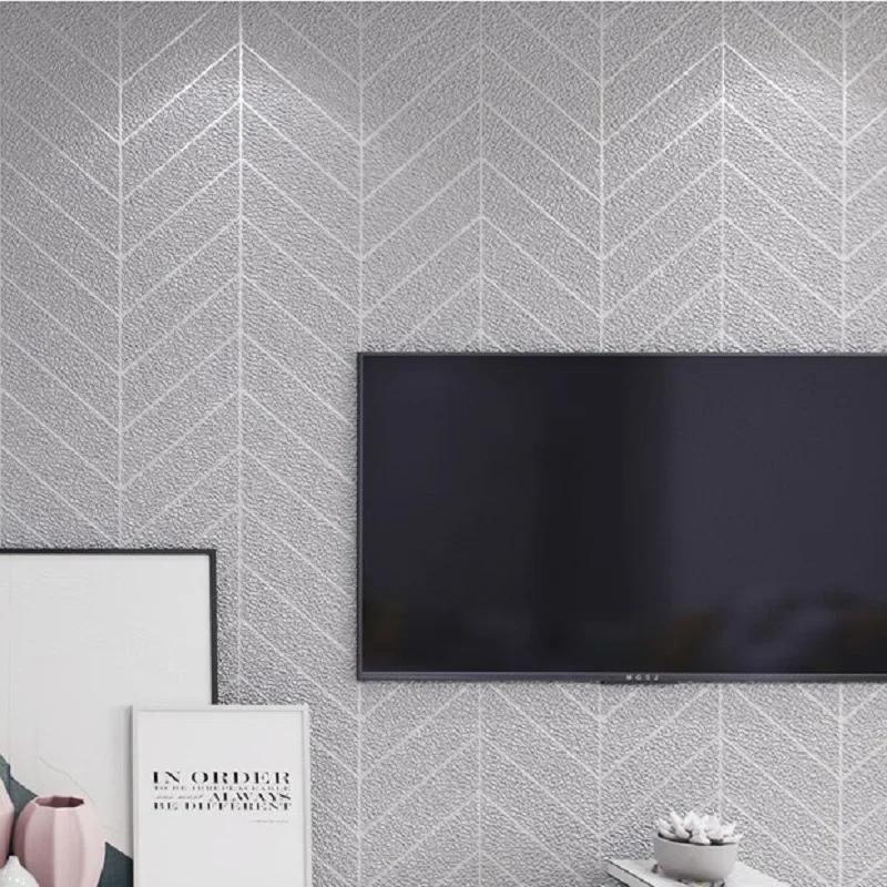 

9.5M Современные Минималистичные Обои для Фона ТВ из Бархата Оленьей Кожи для Гостиной, Обои для Украшения Комнаты в Скандинавском Геометрическом Стиле с Рельефом 3D 53cmx1m