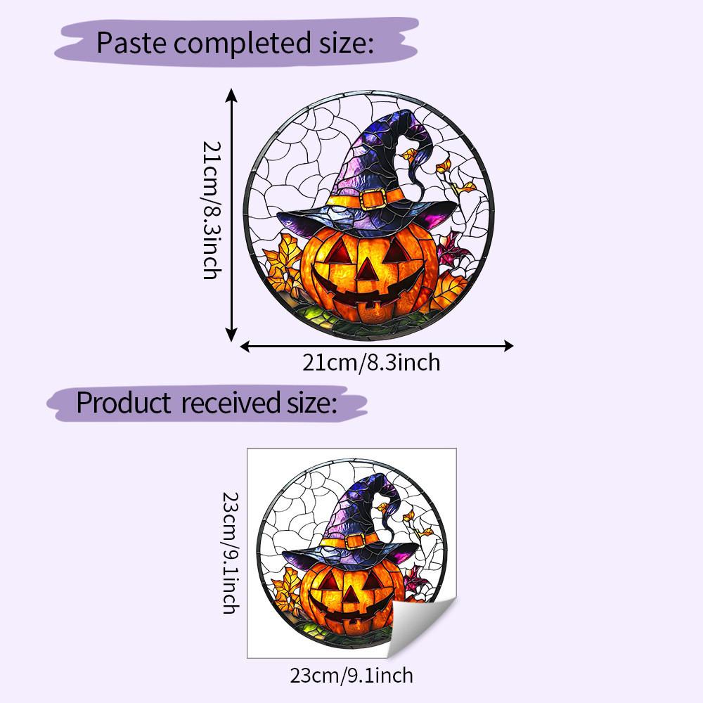Halloween Pumpkin Witch Hat Uv Static Glass Showcase Home Stickers Decor