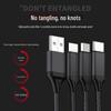 1.2m Aluminum Alloy Braided Multi-Device Cable: Compatible with Apple, Type-C; Three-in-One Charging Gift.