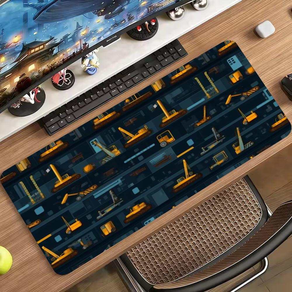 Engineering Construction Vehicle Large Mousepad Non Slip Rubber Extended Desk Mat For Gaming Office Keyboard Mouse Desktop Decor