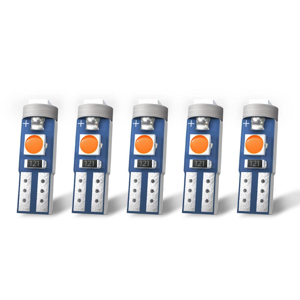 

Светодиодная лампа T5 Nanpoku янтарного цвета, клиновидная, для приборной панели, высокая яркость, рассеивающая, 12 В, для автомобилей и мотоциклов, упаковка 5 шт. оранжевый