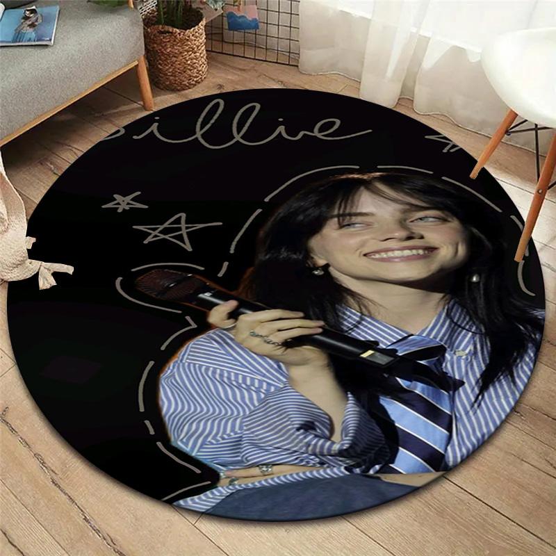 Billie Eilish Round Area Rug,Carpet Rug for Living Room Bedroom Sofa Playroom Decor,Non-slip Floor Mat