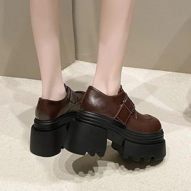Fashion 10CM Heels Chunky Sneakers Winter Autumn Women Warm Snow Shoes Comfortable Casual Leather Shoes Plush Platform Sports Sneakers