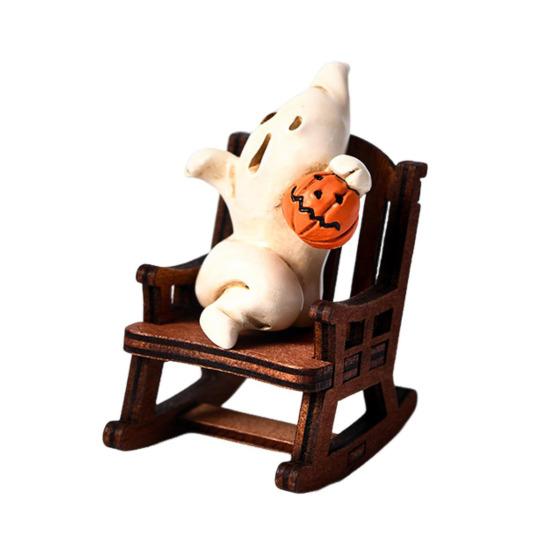 Halloweenská čarodějnice figurka pryskyřice miniatura socha ponurého žence čarodějnice duch v houpacím křesle gotická dekorace na stůl polici