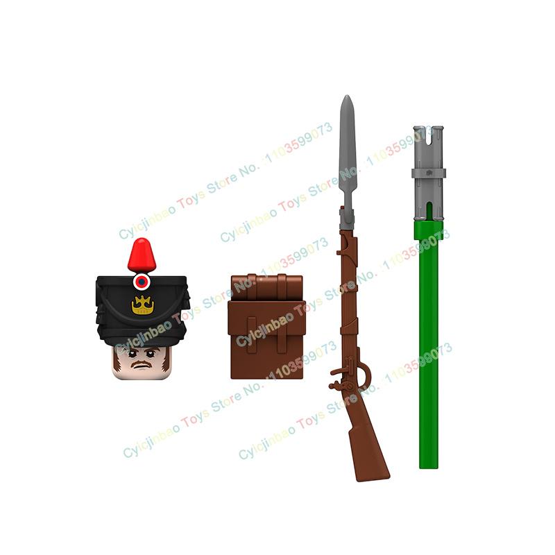 Napoleonische Kriege Britische Französische Füsiliere Dragoner Bausteine Actionfiguren Zubehör Kopf Waffe Kinderspielzeug N001-048