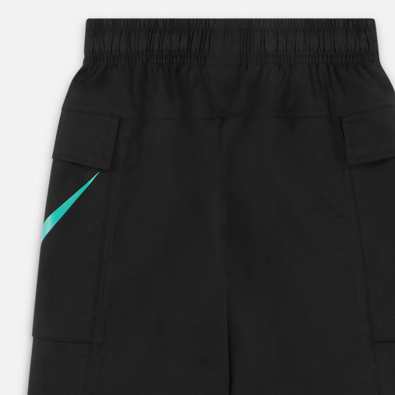 Nike Logo Print Elastic Waist Straight Shorts Kids Bottoms Black DX6298-010