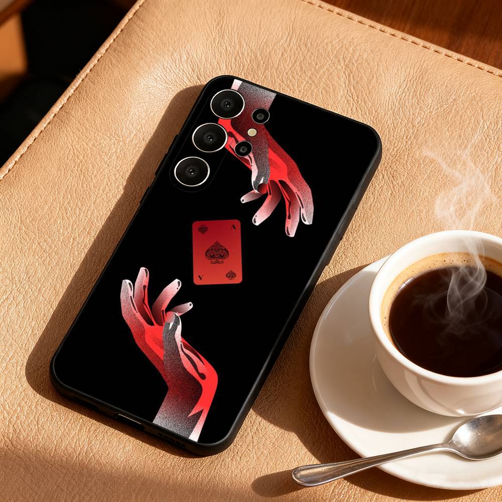 A-Ace of Spades Poker Phone Case For Samsung S25,24,23,22,30,21,10,9,Ultra,Plus,Lite,FE Soft Black Case