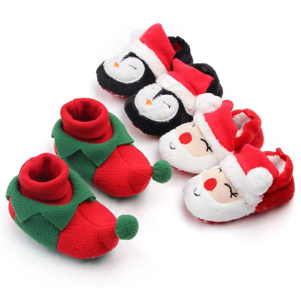 Christmas Gift Kids Baby Girl Boy Toddler Warm Slippers 3d Reindeer Santa Claus Shoes